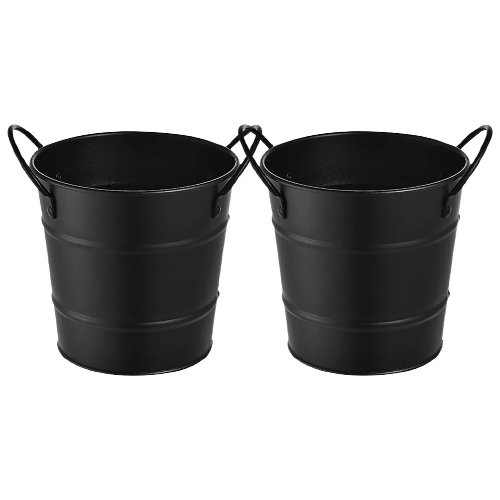 

2Pcs Small Metal Bucket Iron Portable Pail Handle Storage Organizer Decorative Tin Pail for Party Office Use