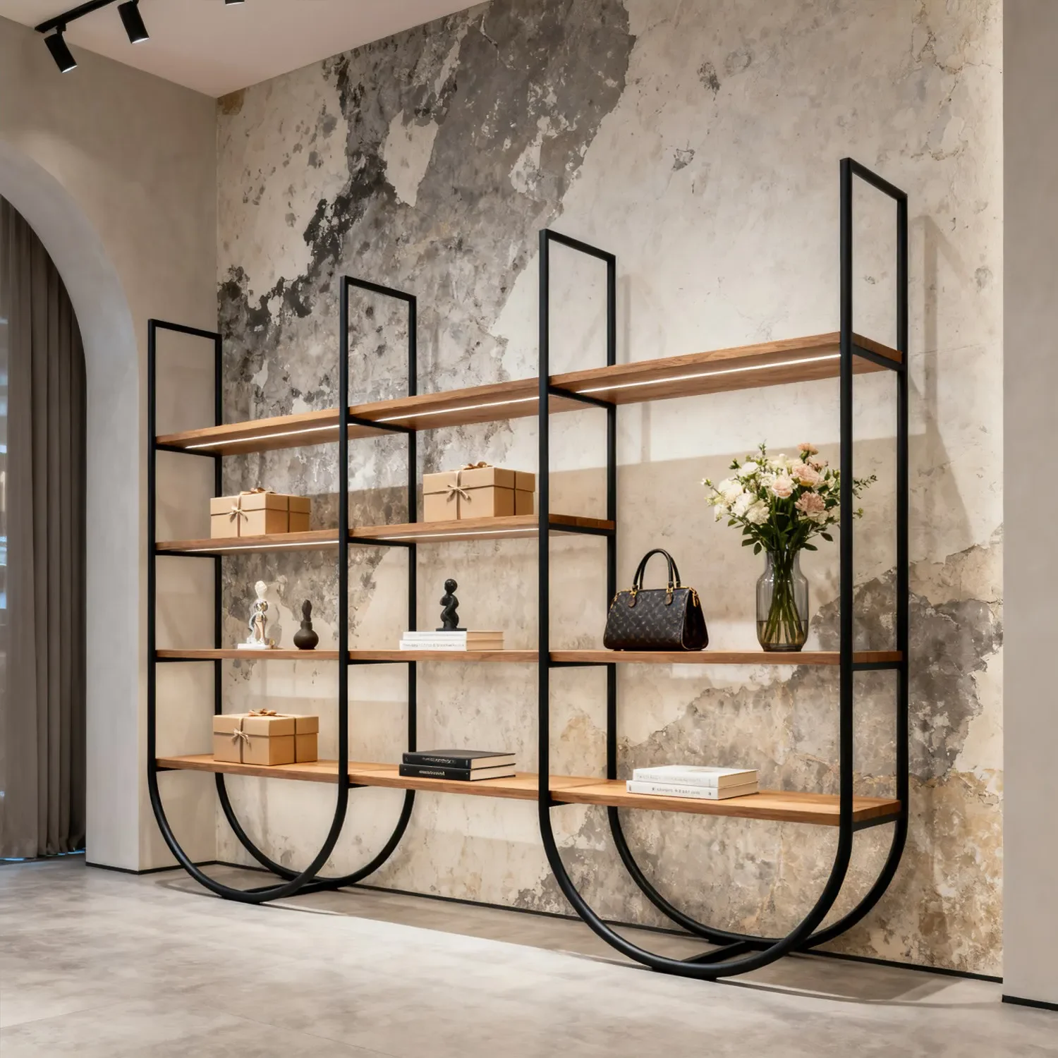 Light Luxury Bookshelf Partition  Living Room Office Shoe Store Display  Open Display Shelf