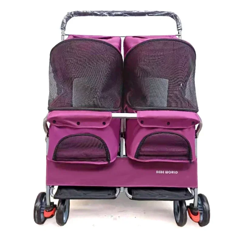 

Multifunctional pet car Ultra-light two-seater pet buggy Detachable and washable trolley Universal pet car for cats and dogs