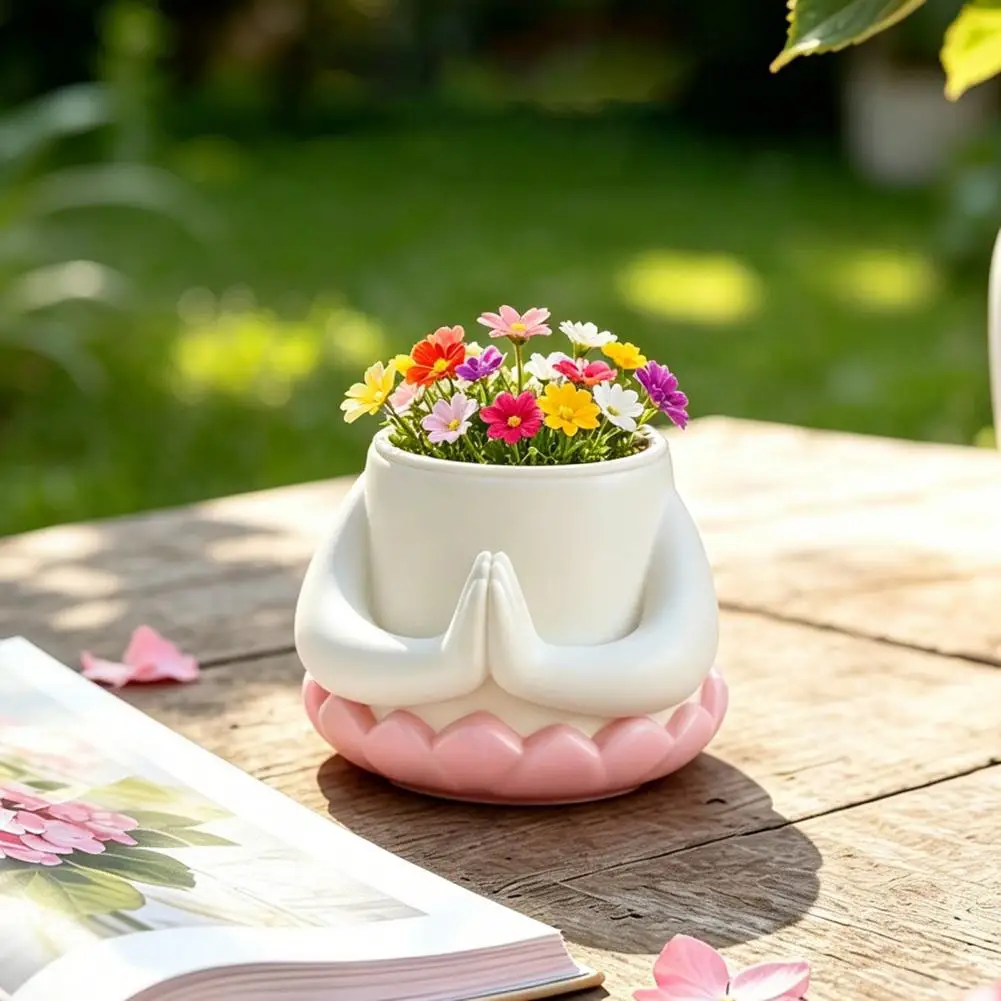 Lotus Shaped Plant Pot 3D Printed Flower Vase Growing Pots With Drainage Hole Plastic Jewelry Storage Box