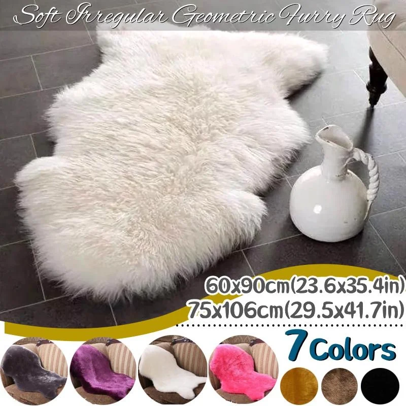 

40x60cm/60x90cm/75x100cm Imitation Wool Pad New Sheepskin Soft Fur Carpet Long Hair Fish Shape Plush Rugs Bedroom