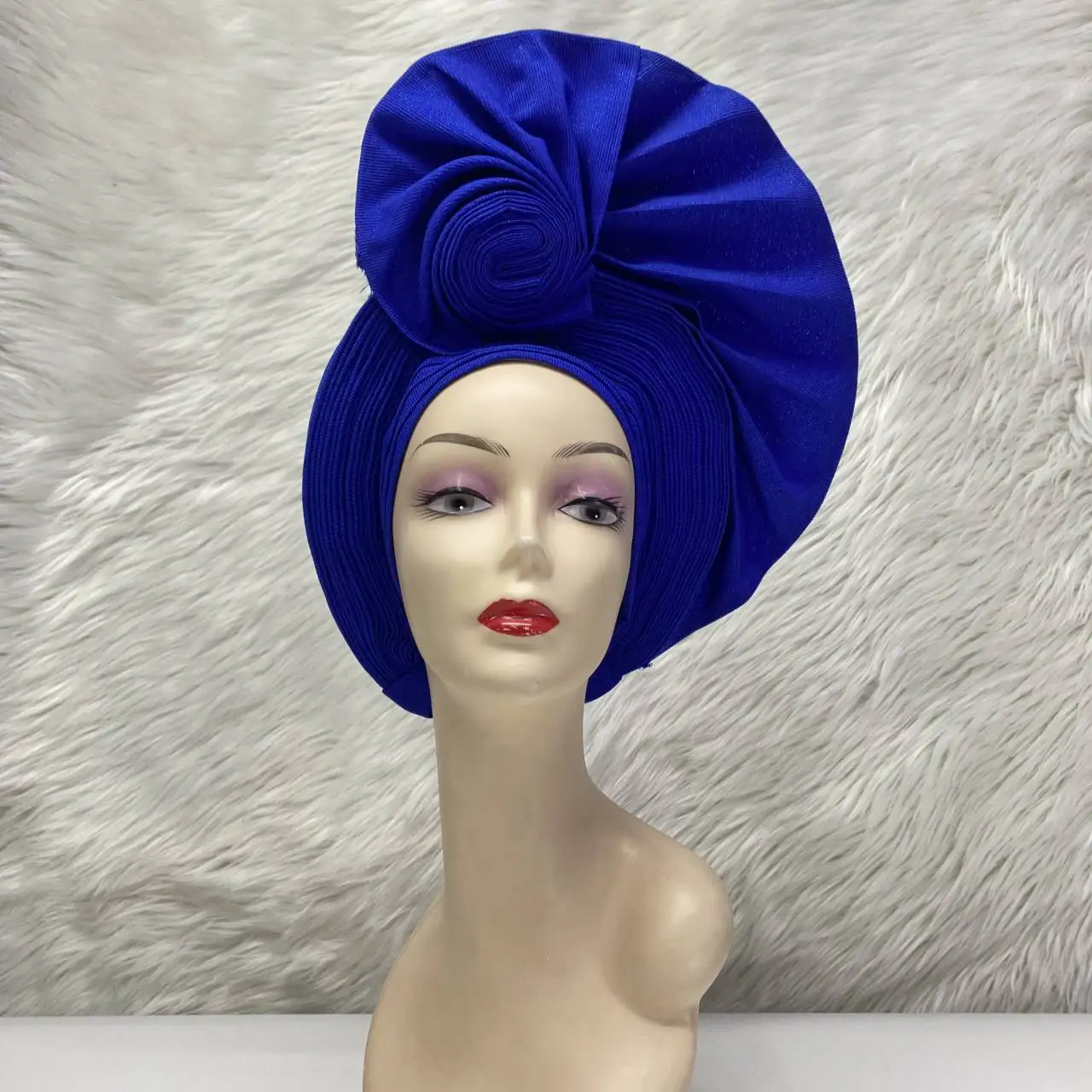 Purple African Gele Headit Caps Already Made Auto Aso Oke Gele Headtie Muslim Turban Head Wrap Ladies Hat for Women Party Z620-2