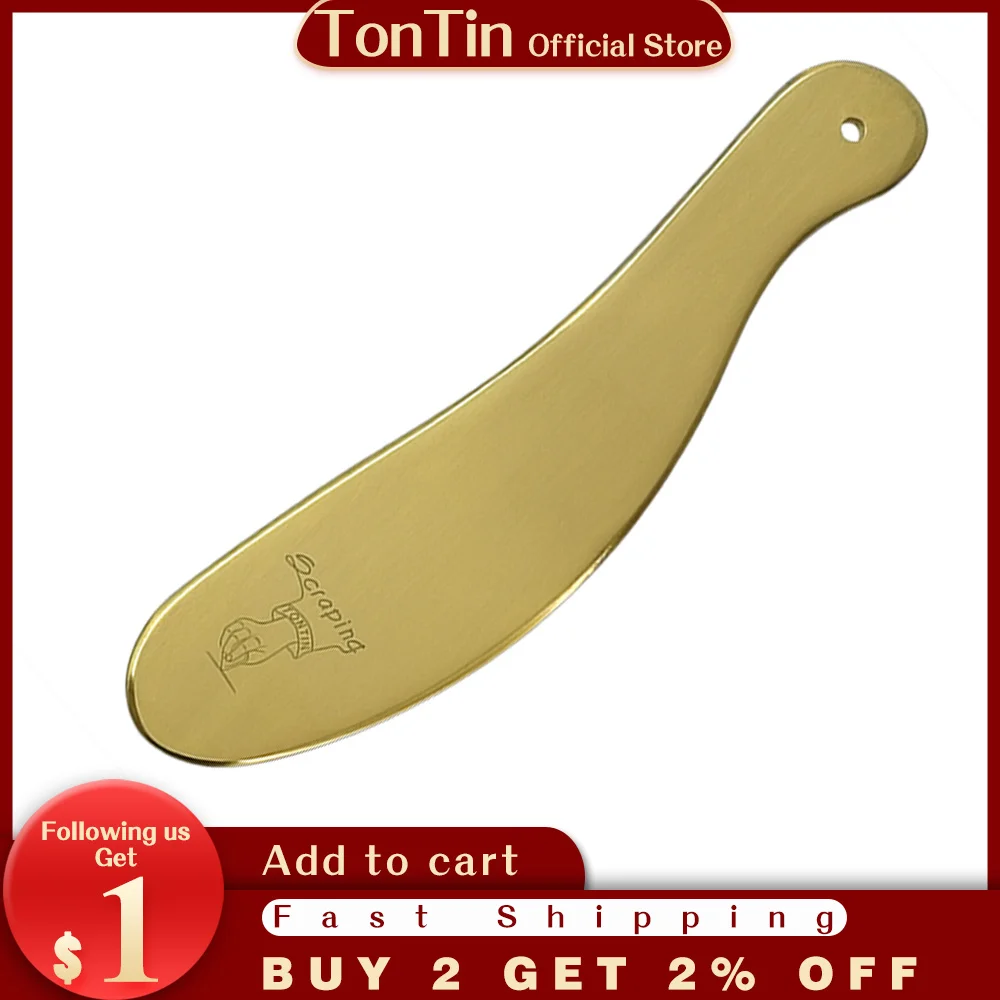 

Tontin Copper Whole Body Deep Tissue Muscle Massage Tool Brass Guasha Beauty SPA kit Health Scraping Big Knife Shape Board