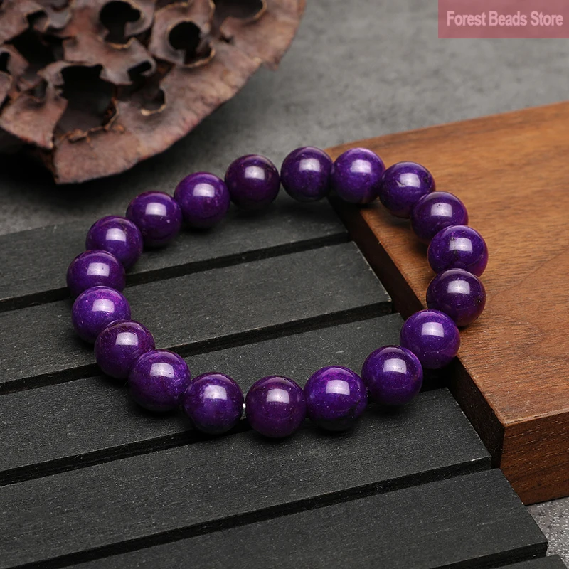 Natural Stone Beads Purple Chalcedony Elastic Rope Bracelet Handmade Yoga Mala Jewelry Healing For Women Men Jewelry 6/8/10/12mm