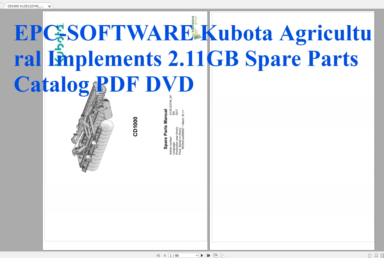 

EPC-SOFTWARE Kubota Сельскохозяйственные имплантации 2,11 ГБ Каталог запасных частей PDF DVD