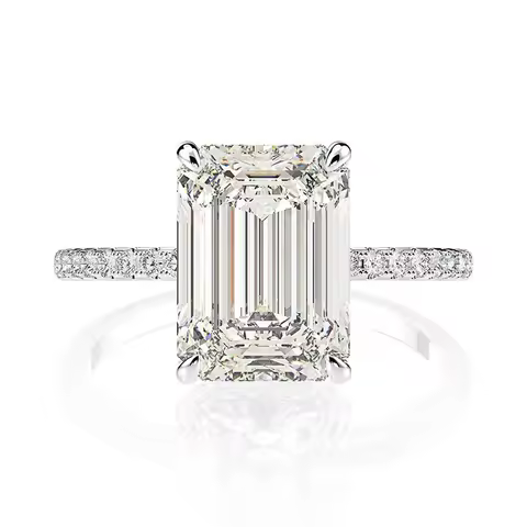 Sparkling Female Promise ring Silver Color Emerld cut AAAAA cz Engagement Wedding Band Rings for women Bridal Jewelry