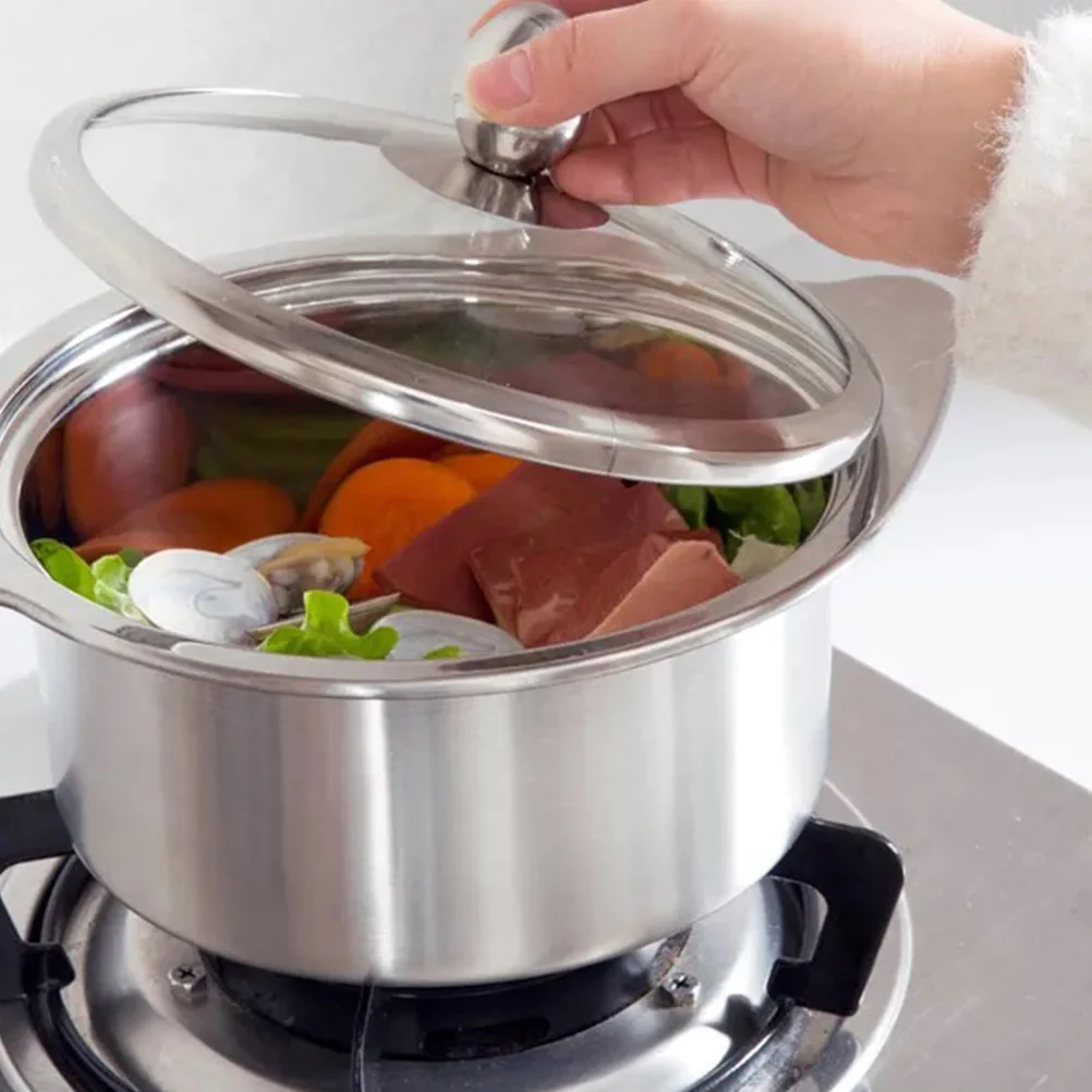 

1pc 18Cm Stainless Steel Hot Electromagnetic Induction Cooker Pot Food Grade Soup Pot Silver Compatible With Wok Stewpot