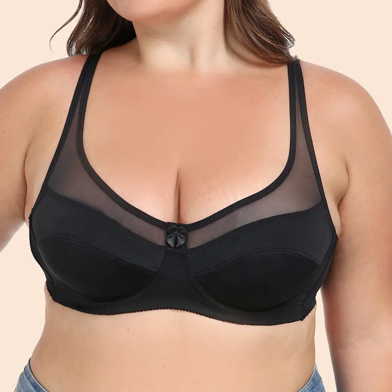

Push Up Thin Lace Underwire Full Cup Large Size Women Bra Minimizer 85 90 95 100 105 110 C D E F