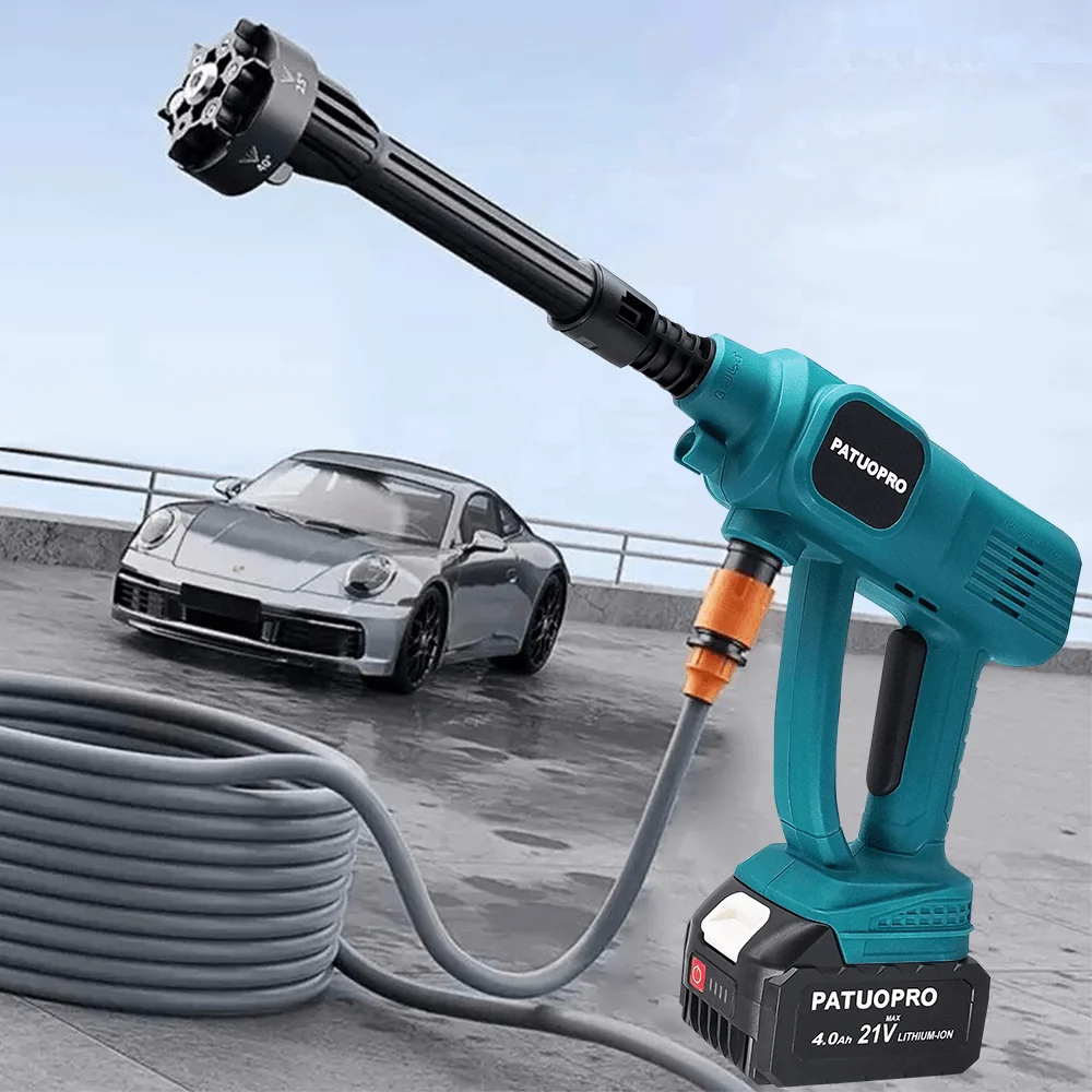 PATUOPRO Cordless High Pressure Car Wash Gun 6 In 1 Spray Nozzle Home Garden Handheld Sprayer Water Gun Fit Makita 18V Battery