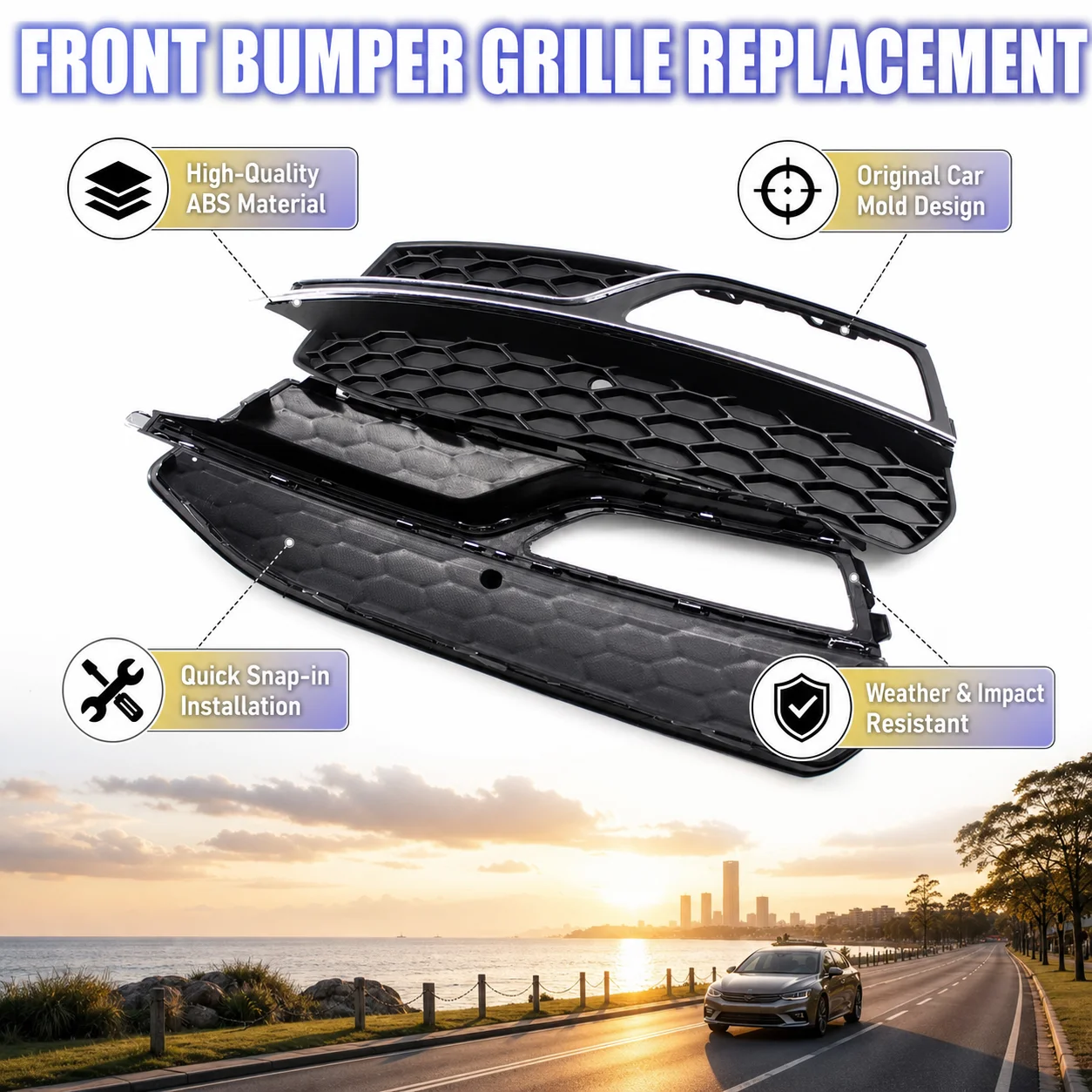 Grille de pare-chocs avant gauche et droite pour feux antibrouillard à mailles fermées pour Audi A3 S3 S-Line Sport 2013-2016 8V3807681Q 8V3807681G