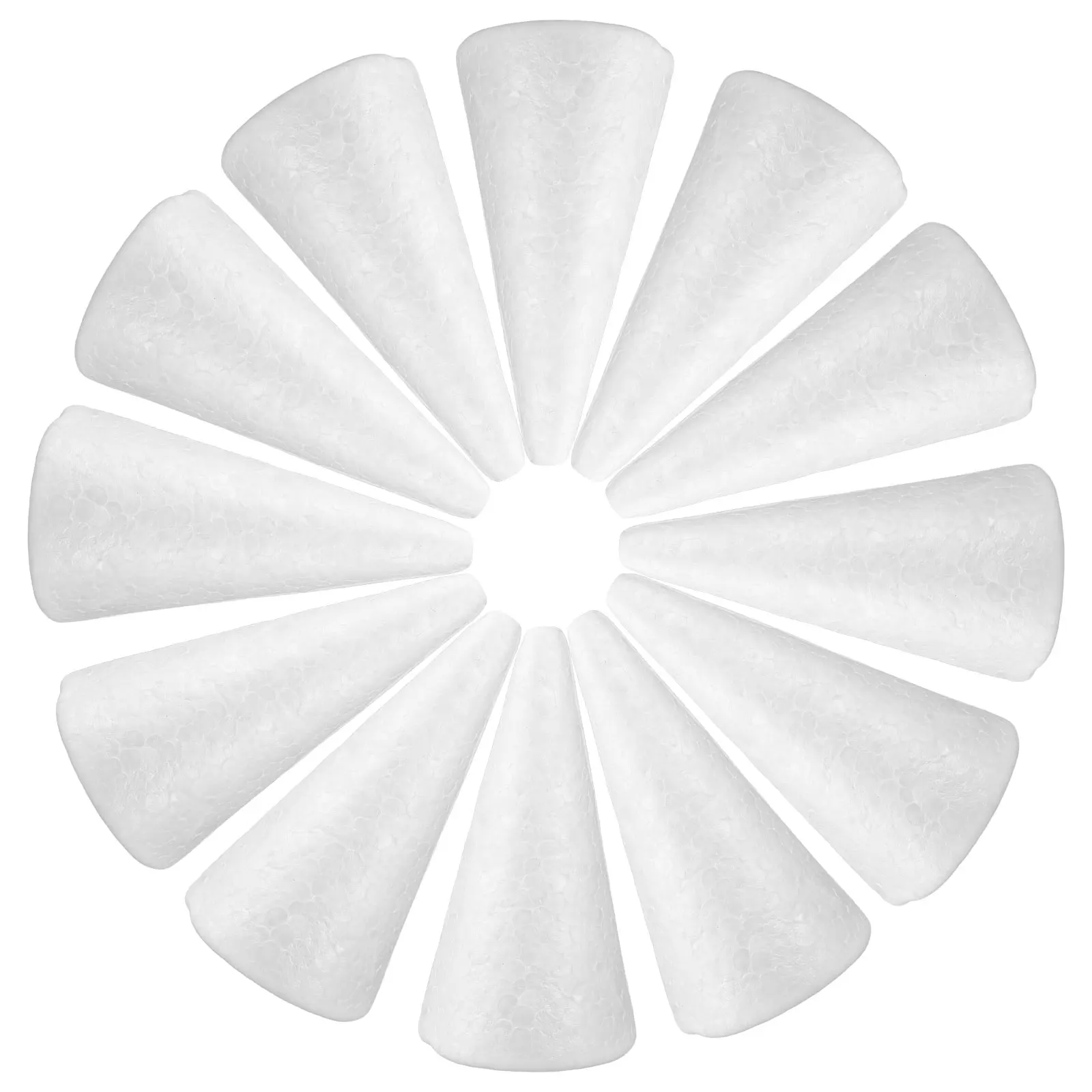 

12Pcs White Foam Cones Solid Craft Cones DIY Christmas Cake Stand Flower Children Craft Projects Cone Ornament