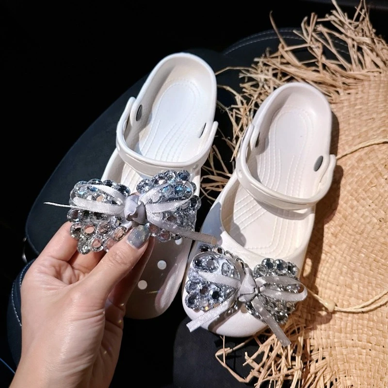 Fashion Elegant Bow Shoes Charms Faux Diamond DIY Fashion Accessories Suitable for Hole Shoes Sandals Holidays Party Gifts