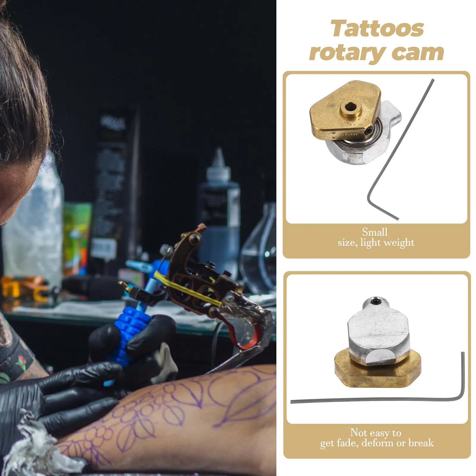 

2Pcs Premium Alloy Eccentric Wheel for Tattoos Machine Adjustable Rotary Cam with 0.9mm Hex Socket Wrench Tattoo Accessories