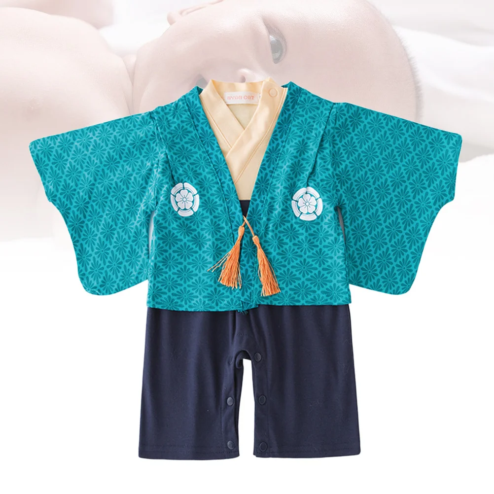 

Japanese Kimono Baby Romper Boys Long Sleeve Casual Photography Birthday Infant Jumpsuit Kimono Romper