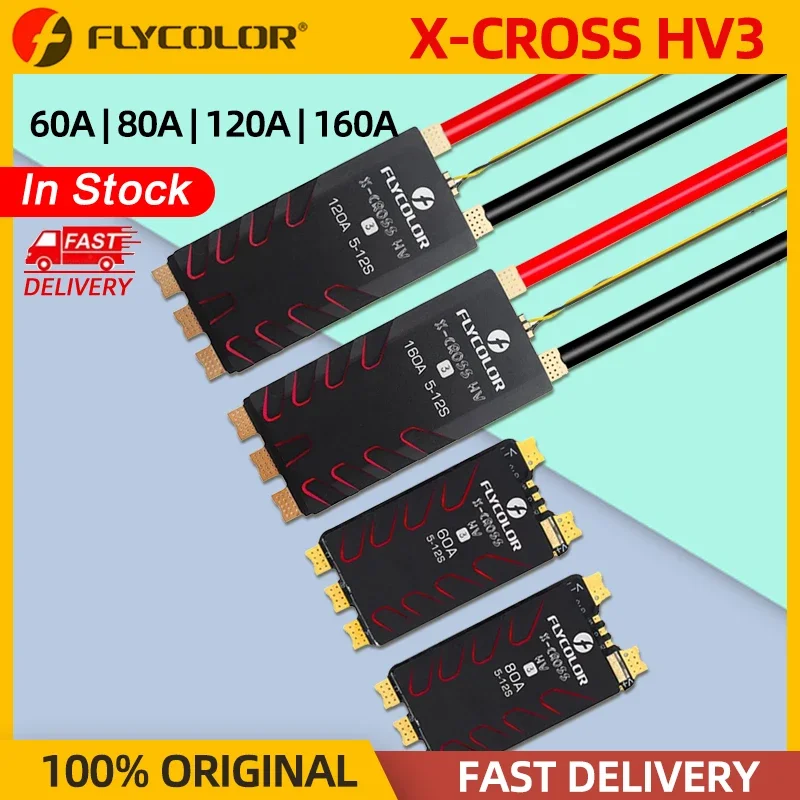 FLYCOLOR X-CROSS HV3 60A/80A/120A/160A Brushless ESC Speed Controller 5-12S BL32 For RC FPV Racing Drone Quadcopter X-Class