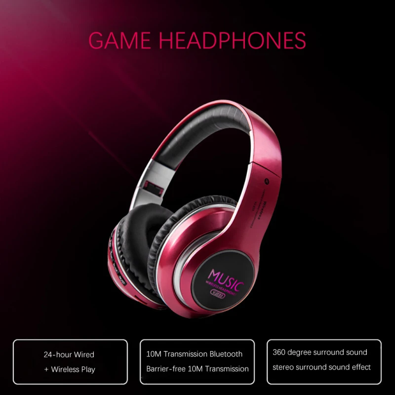 8228uwu7260 Headphones Wireless Headset Earbuds with Microphosic Foldable Adjustable Earphone