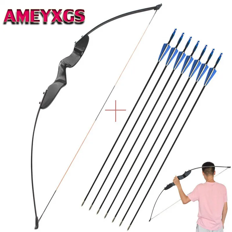 

54" 40lbs Archery Recurve Bow And Arrow Set Hunting Straight Bow With 6pcs Fiberglass Arrows For Shooting Hunting Accessories