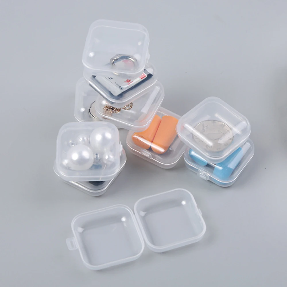 Caixa Plástica Quadrada Transparente Caixa de Comprimidos Semanal Organizador de Jóias Portátil Pequena Mini Caixa De Armazenamento Recipiente de Acabamento