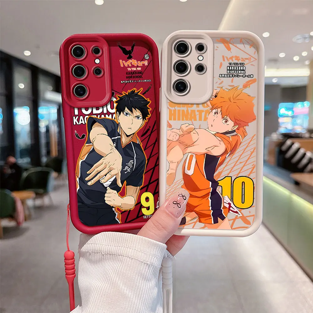 Anime Shoyo Hinata Haikyuu Phone Case For Samsung A03 A04 A12 A20S A21S A13 A14 A54 A34 A53 A33 A35 A55 Cover With Hand Strap