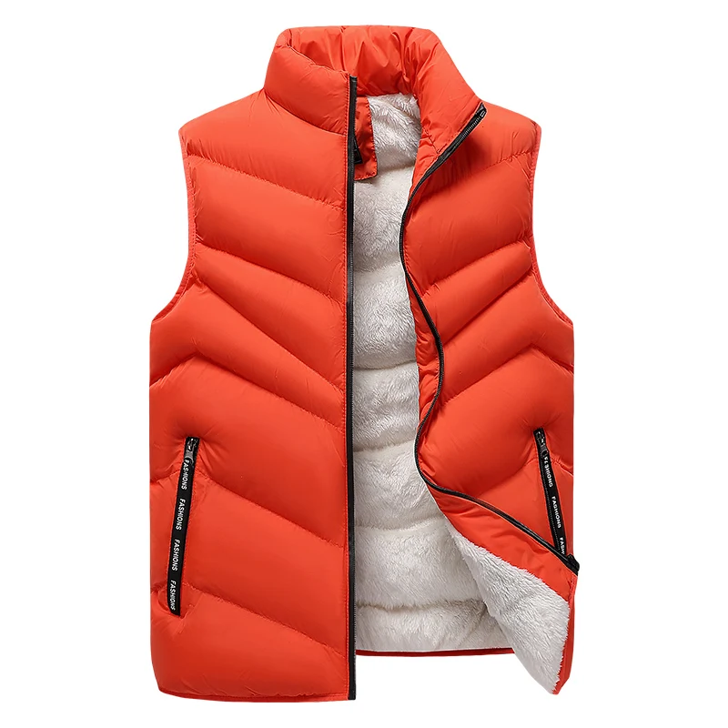 Cotton Jacket  Men's Autumn Winter New Solid Color Vest  Pocket Sleeveless Parka Loose Simple Commuting