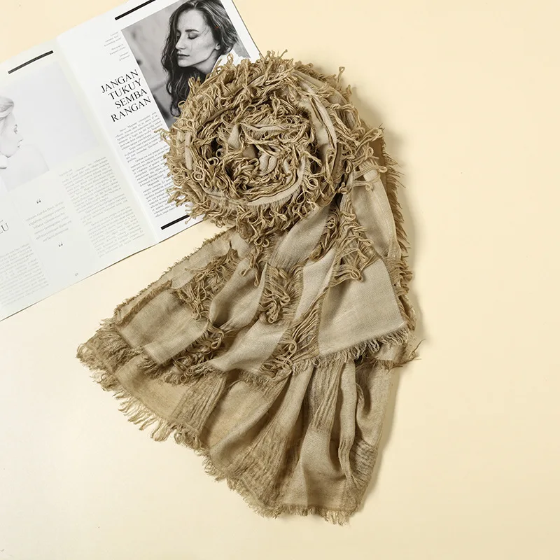 

Old Season Beggar Style Hanging Beard Cotton and Linen Shawl Fashion Versatile Casual Scarf Trend Tie-dye