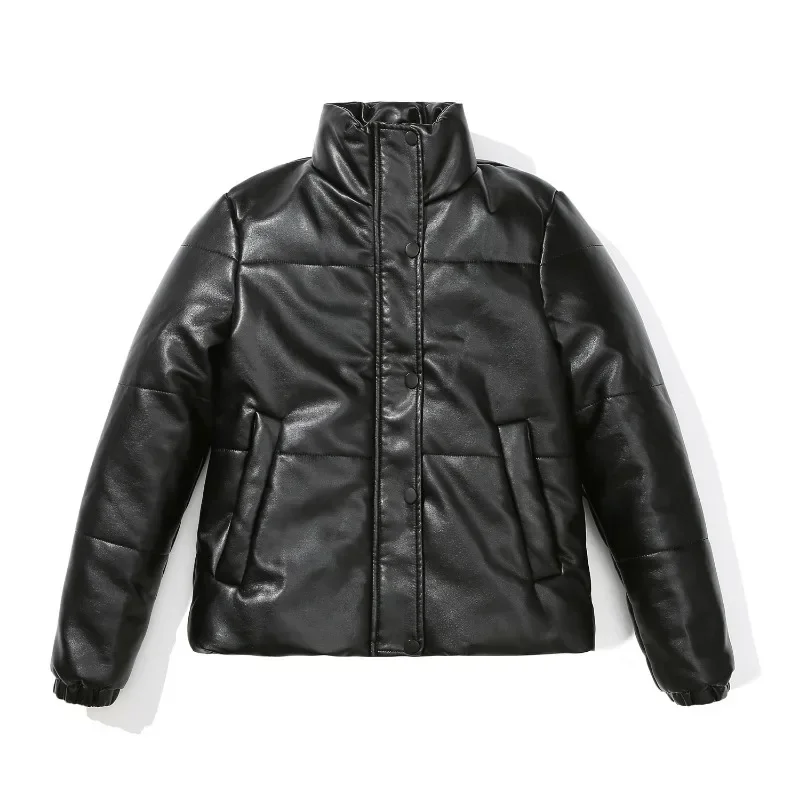 

Short Jackets Authentic European and American Synthetic Leather Jackets Women Thickened Cotton Jackets