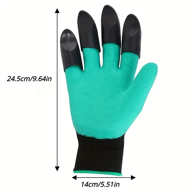 2PC Garden Gloves With Double Fingertips Claws Waterproof Gardening Working Gloves For Digging Planting Weeding Seeding Tools