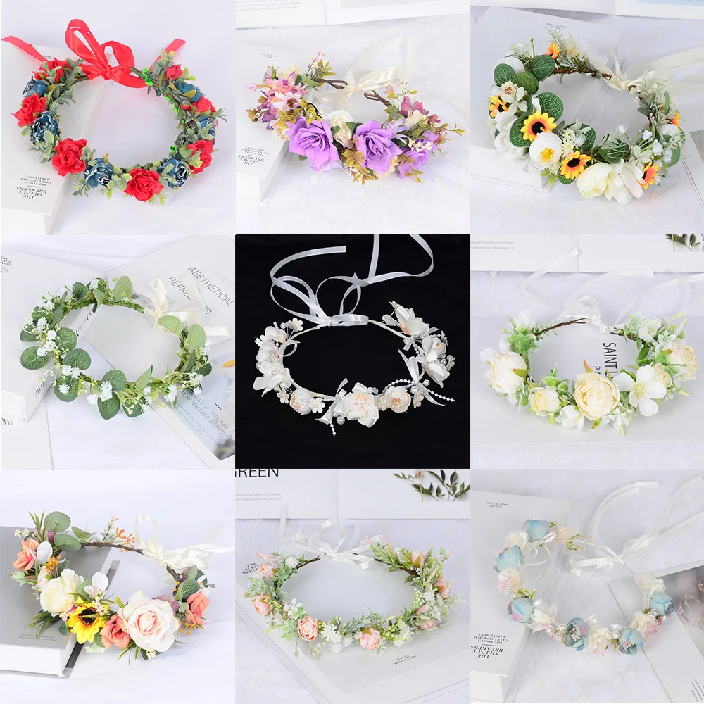 1pcs Bridesmaid Hair Flower Headbands Romantic Faux Rose Wedding Wreaths Headband New Fashion Wedding Hair Accessories