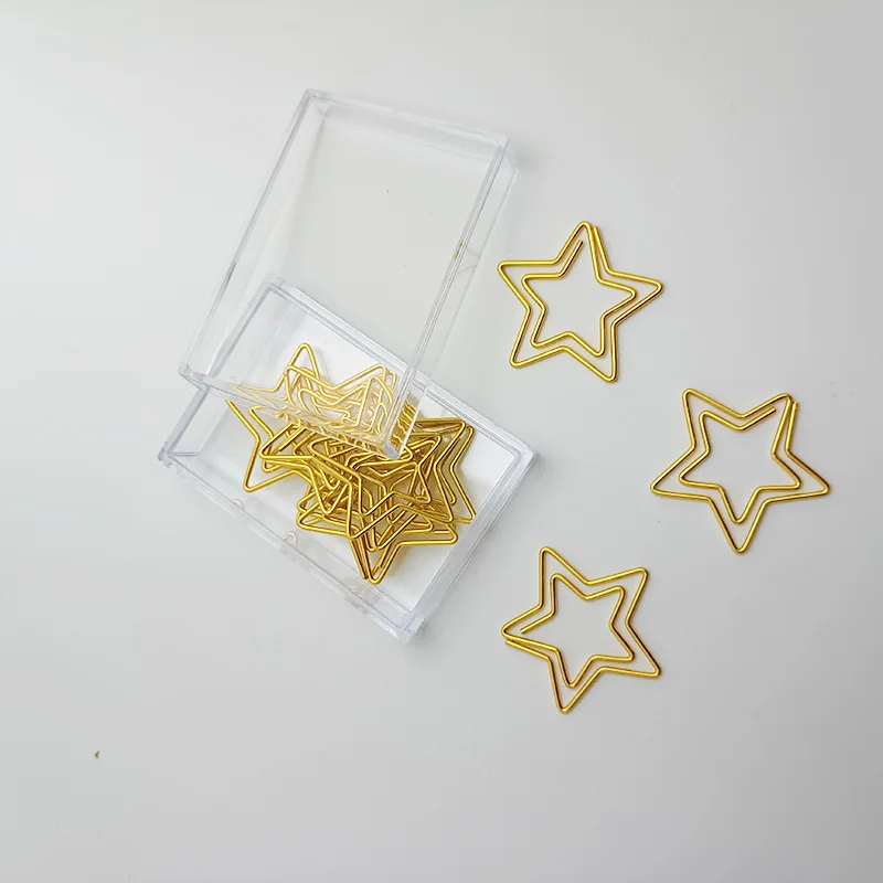 

12pcs/set Gold Star Paper Clips Hollow-Out Decorative Binder Clips for Scrapbooking Gift Wrapping Creative Office Supplies