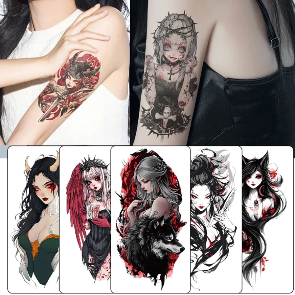 

New Colorful Half Arm Tattoo Sticker Sexy Chest Waist Leg Body Art Tattoo Decals Disposable Fake Tattoo Decorations Tattoos Art