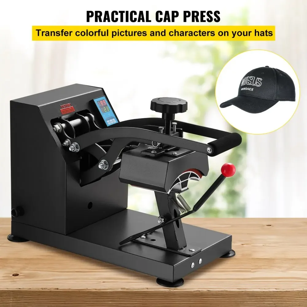 VEVOR Hat Cap Heat Press 5.5 x 3.5 inch Heat Transfer Stamping Sublimation Machine Digital Display Clamshell for DIY Advertising