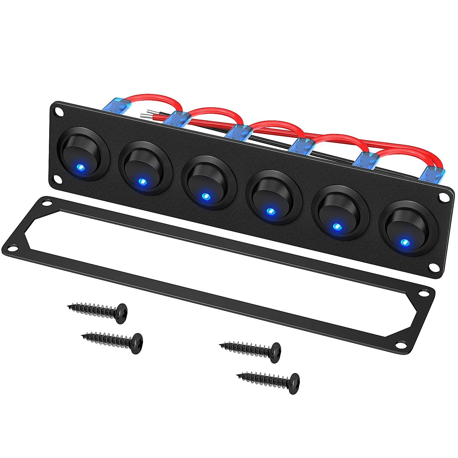 

on OFF 12V 6 Gang LED Boat Switch Control Panel Marine Rocker Toggle Switch for Car Boat RV Tuck