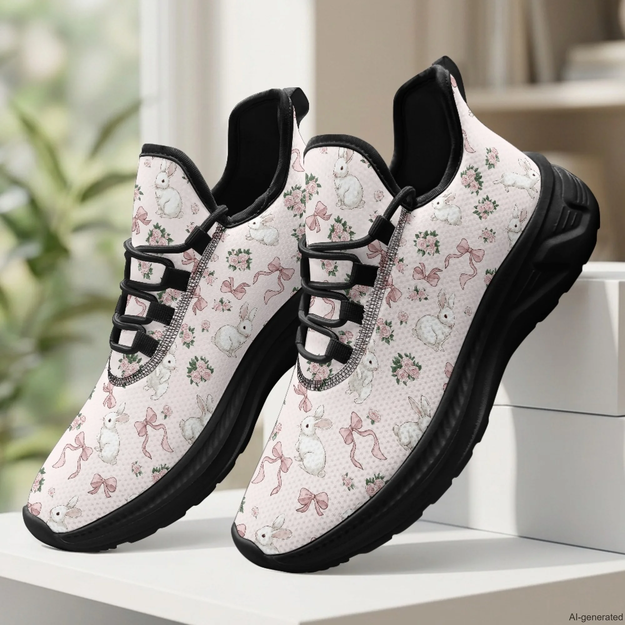 XIXIRIMIDO Womens Walking Shoes Cute Rabbit Print Football Sneakers Mens Gym Sports Casual Fashion Shoes Trainers Shoes 35-48