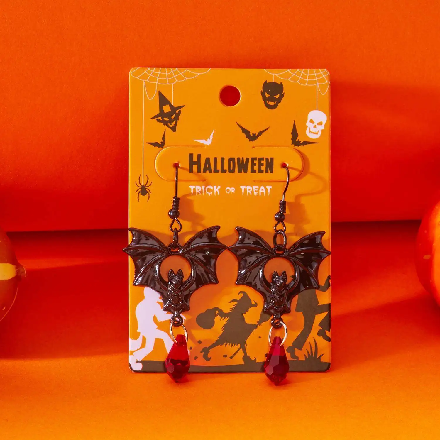 

Преувеличенные готические серьги с кристаллами «летучая мышь» на Хэллоуин, праздничные винтажные висячие серьги, осенние модные украшения