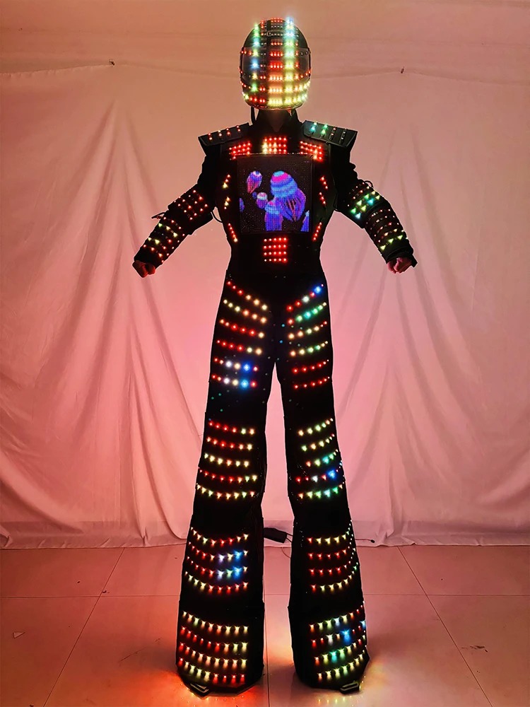 LED Robot Costume LED Clothes Luminous Stilts Walker Costume Full Color Change Celebrating Party Events Suit Kryoman Traje