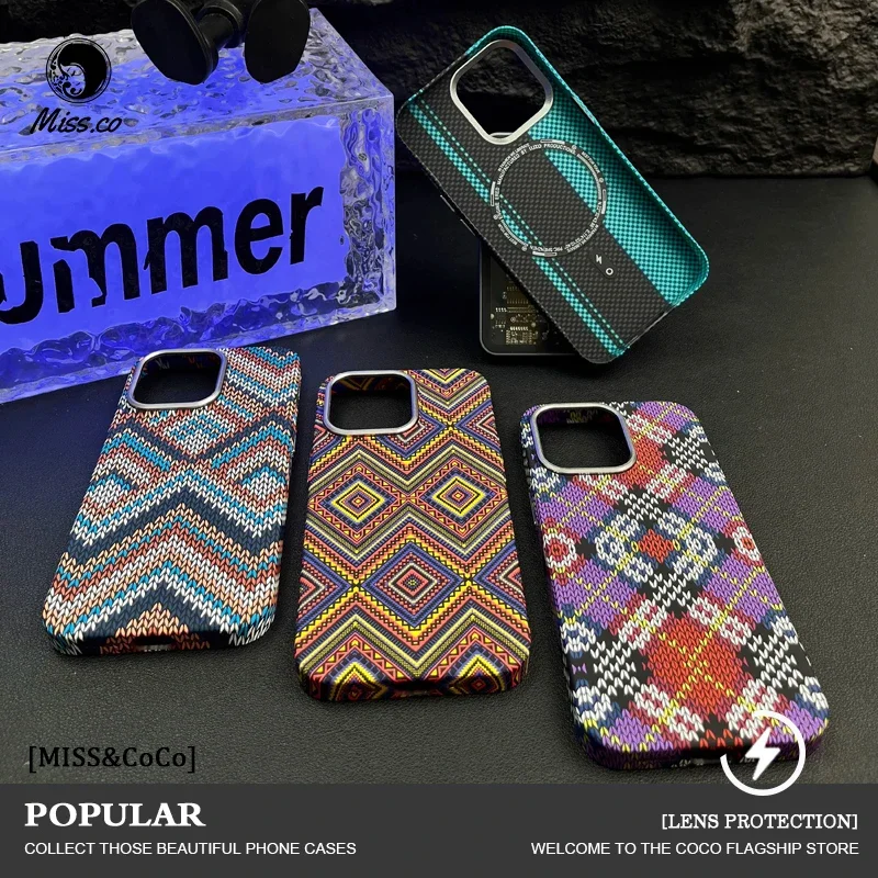 

Trendy Carbon Fibre Relief MagSafe Phone Case for iPhone 15 13 14 16 12 Pro Max 16pro Wireless Charging Hard PC Shockproof Cover