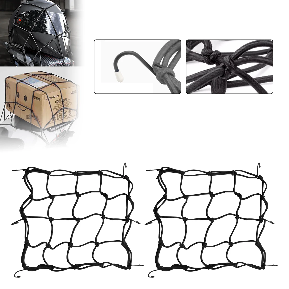 Bungee Cargo Net Strech Gear Helmet Luggage Netting for Motorcycle Bike Paddleboard Quad Canoe Moped ATV Accessories image 4