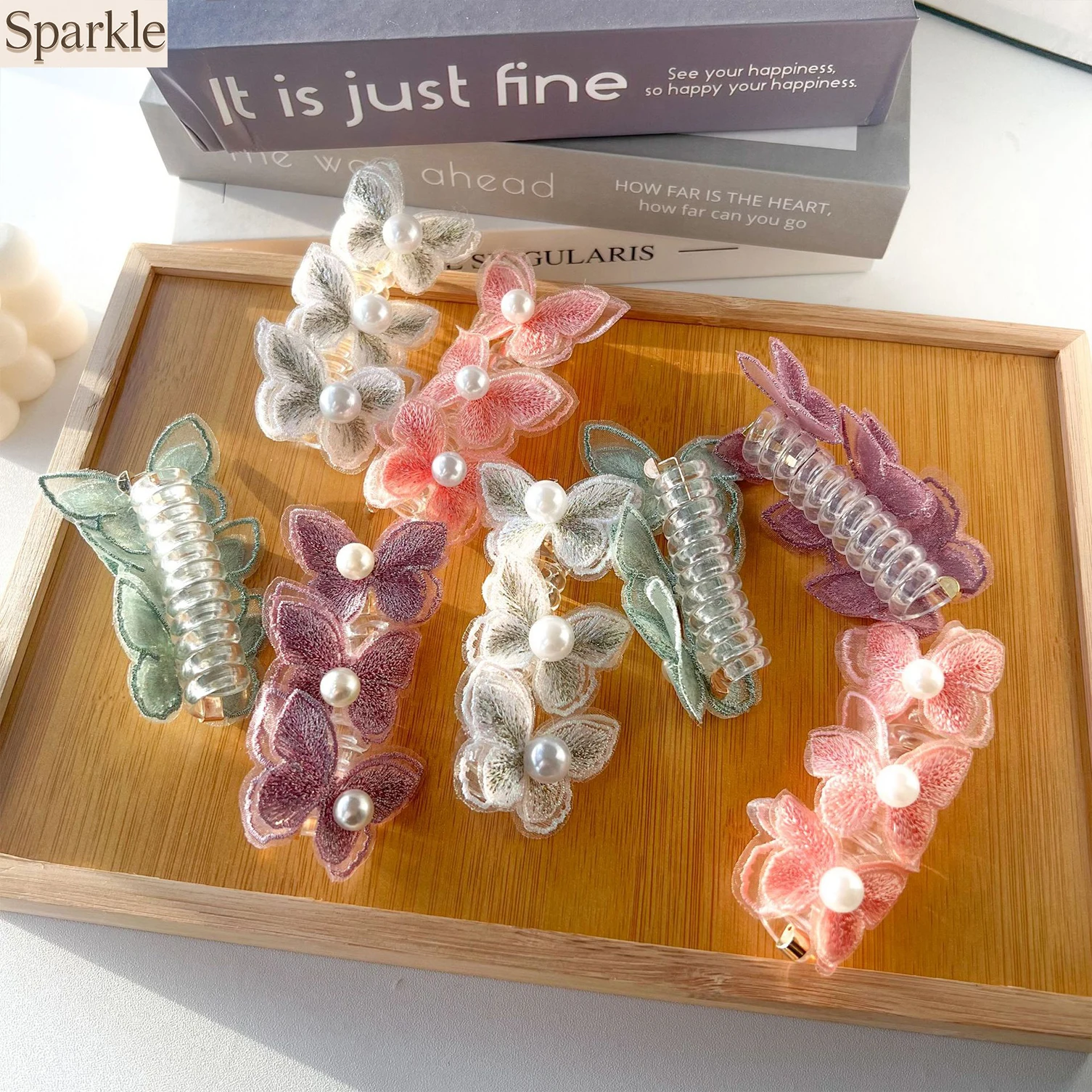 

Korean Style Butterfly Phone Line Hair Ties for Women Elastic Bubble Braid Hair Bands Low Bun Accessory Super Fairy Tail Theme