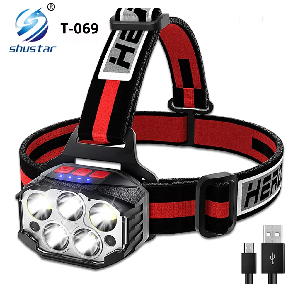 Super Bright LED Headlamp with 3XPG+2COB Lamp Beads Ultralight Headlight Suitable for Fishing, Cycling, Expedition, Hunting, Etc