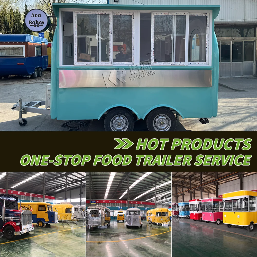 Movable Food Truck Trailer Hot Dog Ice Cream Cart Street Restaurant Concession Food Truck Snack Coffee Kiosk