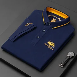 High-end brand cotton fashion embroidered polo shirt men's summer casual business short-sleeved T-shirt lapel trend men's top