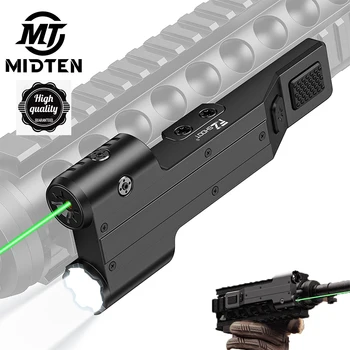 MidTen 戦術懐中電灯 1600 ルーメン ライフル ライト グリーン レーザー コンボ USB 充電式ストロボ モード ピカティニー レール付き
