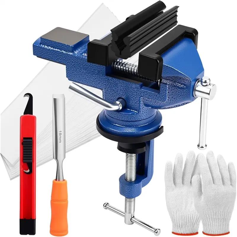 B48B-Golf Grip Kit For Regripping Golf Clubs Includes Removal Tool 360° Swivel Table Vise With Anti-Slip Rubber Pad Hook B