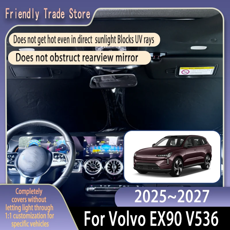

Car Front Windshield Sunshade For Volvo EX90 2025~2027 2026 Fold Shade UV Shade Solar Sun Shade Privacy Curtain Car Accessories