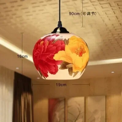 

Chinese Style Jingdezhen Ceramic Multicolour flowers Single Head LED Light Warm light for Living Room Home Decor Study E27 Bulb