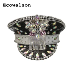 Party Hats Women's Burning Man Sequin Hat Mucis Festival Military Captain Hats Steampunk Caps