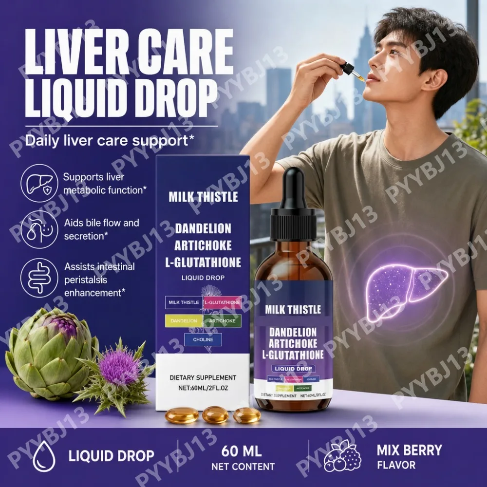 Docteat Milk Thistle Liquid Drops with Choline, Dandelion, Artichoke and L-Glutathione, Daily Wellness Blend, 60ml, 60 Servings