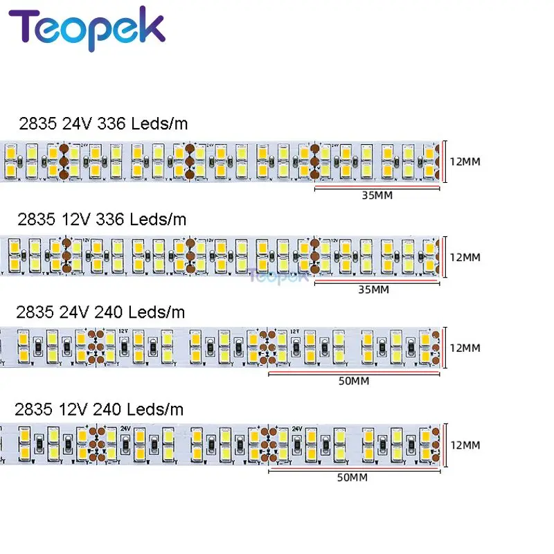 Double Row 2835 CCT LED Strip Light 240LED/m 336 LED/m 5m Dual WhiteColor Temperature Adjustable Flexible LED Tape Lamp DC12/24V