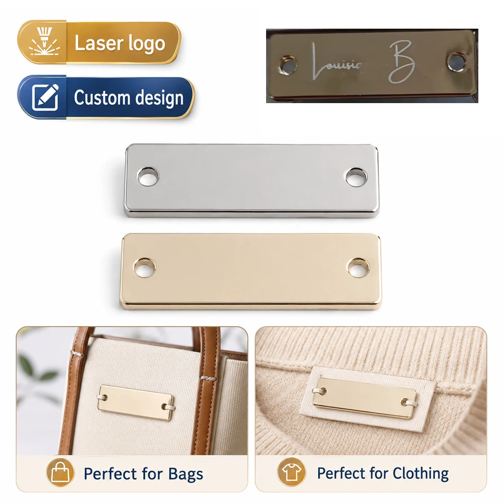 36x12MM Rectangular Decorative Metal Labels For Sewing Clothing Shoes Jeans Purse Bags Customize YOUR Name Logo DIY Brand Tags