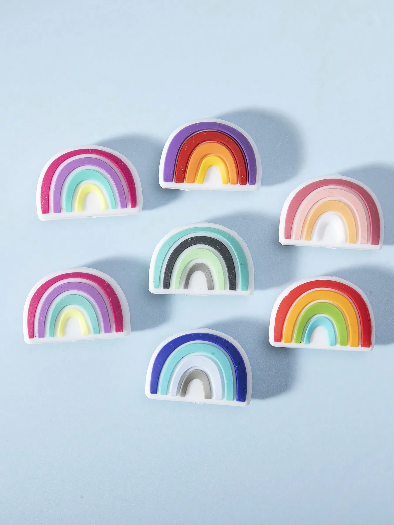 7Pcs Rainbow Silicone Beads Food Grade Silicone Teether For Teeth DIY Pacifier Chain Accessories Toys